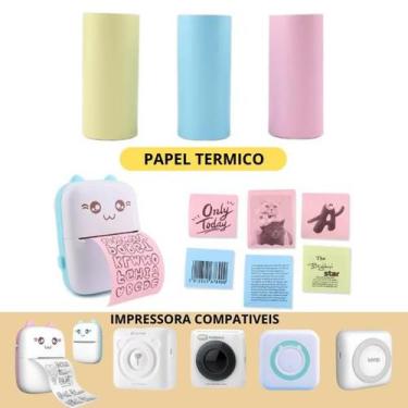 Imagem de 3 rolos bobina colorida mini impressora gatinho 57x30 - Xd Mega
