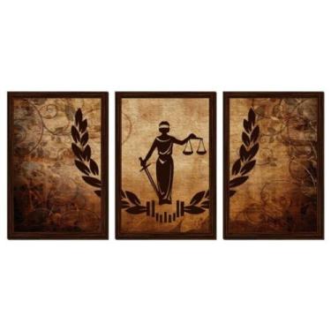 Imagem de Quadro Decorativo Deusa Da Justiça Advogado Kit 3 peças Decoração Advo