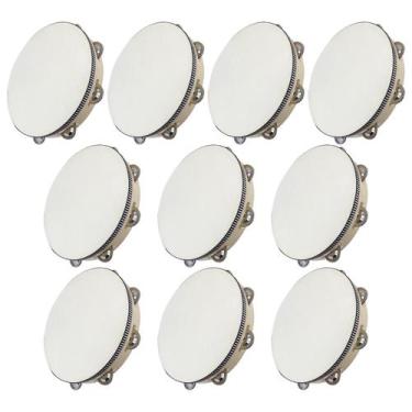 Imagem de Kit 15 Pandeiros Redondo de Madeira 10" Pele Natural New York