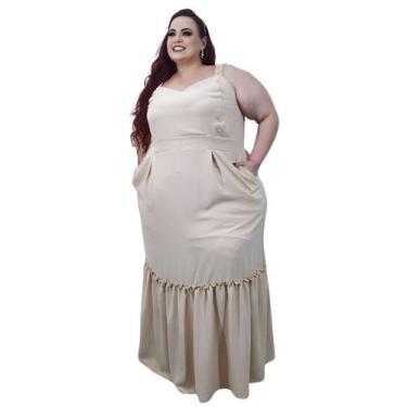 Imagem de Vestido feminino longo de alças largas com elastico todo forrado e bol