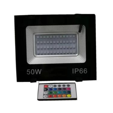 Imagem de Refletor LED Holofote 50w SMD Prova D'Água Rgb Colorido c/ Controle IP