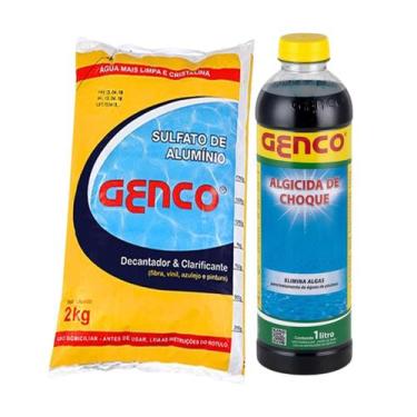 Imagem de Kit Genco Sulfato de Aluminio 2kg E Algicida Choque 1 Litro