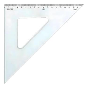 Imagem de Esquadro Acrilico Desetec  Trident 45 26cm com Escala Mod 1526