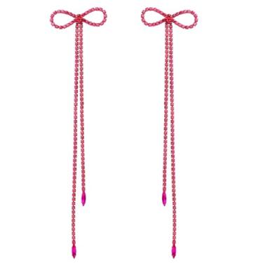 Imagem de Nanafast Brincos longos de strass com pingente de gota e borla para mulheres, casamento, noiva, festa, formatura, aniversário, dia das mães, Natal, Zinco, Strass