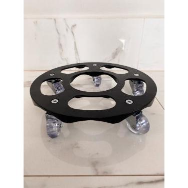 Imagem de Suporte para vaso de alumínio fundido com rodinhas de silicone 30cm - 