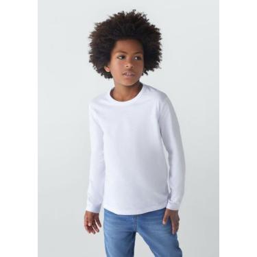 Imagem de Camiseta  Infantil  Manga Longa Tam 1 A 16 - Hering, 010, Branco