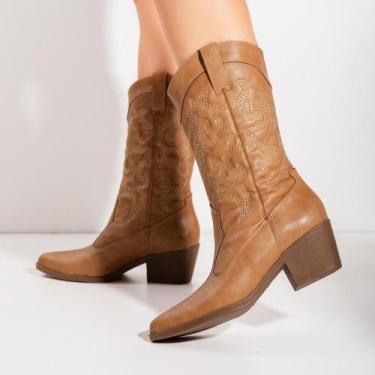 Imagem de Bota Feminina Catarina Texana Country Western Cano Médio Com Bordado S
