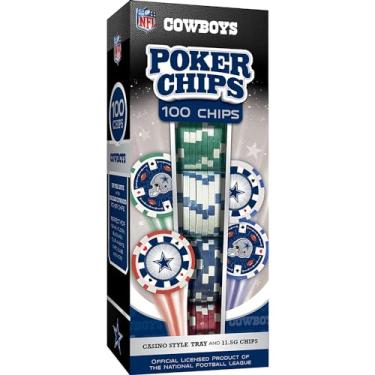 Imagem de fichas de pôquer NFL Dallas Cowboys NFL 100 peças fichas de pôquer NFL 100 peças, Dallas Cowboys, tamanho único