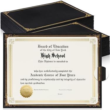 Imagem de Kosiz 100 peças de porta-certificados de um lado com borda dourada para certificados de 21 x 28 cm papéis de documentos de cartolina capas de diploma de graduação suprimentos de casamento, textura de