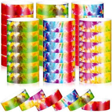 Imagem de Eersida 1500 pulseiras de papel para eventos tie-dye, pulseiras de arco-íris para eventos, pulseiras adesivas de identificação em massa, braçadeiras para concertos, festas de aula, festivais