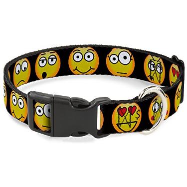 Imagem de Buckle-Down PC-W30538-M Emoji 9-Expressions Colar de plástico preto, médio/28-43 cm