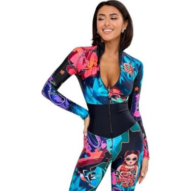 Imagem de Bona Fide Macacões de treino de uma peça para mulheres – Macacão atlético com controle de barriga e levantamento de bumbum para ioga, academia, Arcana Syndicate Base Pin-up Girl, PP