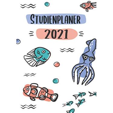 Imagem de Studienplaner 2021: Wochenplaner zum notieren, organisieren und planen DIN A4. Kalender/Terminkalender/Monats- / Tagesübersicht/Kontakt- / ... / Fisch Meeresbewohner heartbeat herzschlag