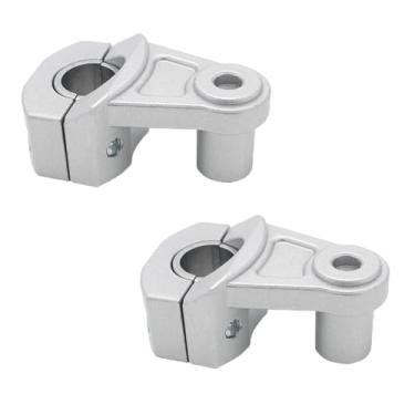 Imagem de Bledtax Elevadores de braçadeira de guidão articulados para motocicleta universal de 2 polegadas para 7/8" (22 mm) e 1/8" (28 mm) (prata)