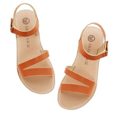 Imagem de FLYFUPPY Sandália plana unissex infantil, Marrom, 1 Big Kid