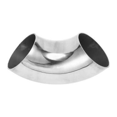 Imagem de Motoforti Tubulação de tubo de escape modificada para carro curva mandril 90 graus espessura 2 mm diâmetro externo 2 mm/14GA 60 x 152 x 2,0 mm aço inoxidável 304 prateado