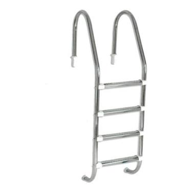 Imagem de Kit 2 Escada para corrimão de piscina, escada de aço inoxidável para instalação em piscina com 4 degraus removíveis de aço inoxidável, completa, corrimão de piscina