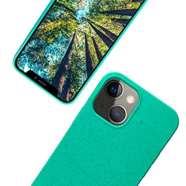Imagem de eplanita Capa de celular ecológica compatível com iPhone 15 Plus, fibra vegetal, capa de proteção contra quedas, durável e sustentável (para iPhone 15 Plus, menta)