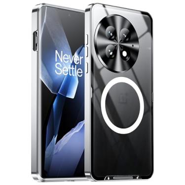 Imagem de YZBYFON Capa de metal para OnePlus 13, amortecedor de metal de grau militar, à prova de choque, translúcida, capa traseira de policarbonato fosco com proteção de lente de câmera Chager sem fio