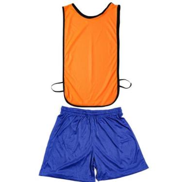 Imagem de Kit C/5 Coletes Futebol Treino Jogo + 5 Shorts/Calção Azul - 1 Fit, La