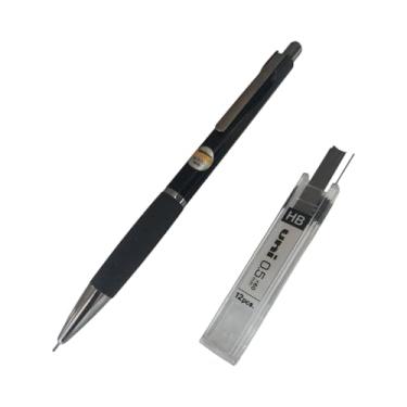 Imagem de Uma Vintage Lapiseira Técnica Profissional Tombow 0.5mm e Um Antigo Estojo de Grafites Mitsubishi 0,5mm Com 12 Minas HB de Altíssima Resistência