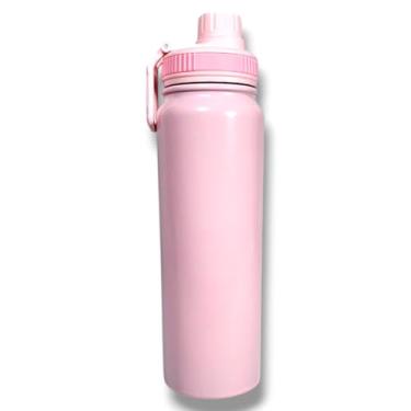 Imagem de Garrafa Térmica Esportiva 800ml - Inox Isolada a Vácuo, Mantém Água Quente ou Gelada por Mais Tempo Academia Corrida Uso Diário (Rosa)