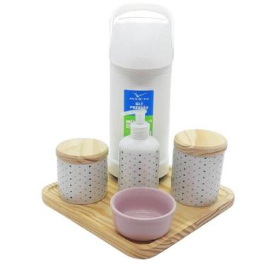 Imagem de Kit higiene Poá 6 pçs - Molh. Rosa - Garrafa 500ml - Pinus - Antilope 
