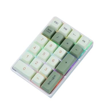 Imagem de Mini teclado numérico mecânico sem fio com 21 teclas, teclado numérico Bluetooth Tri-Mode Hot Swappable com retroiluminação, teclas PBT portáteis para finanças, contabilidade (Matcha Blue-Switch)