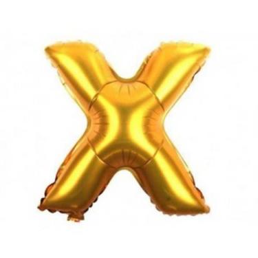 Imagem de Bexiga Balão Metalizado 16 Polegadas 40cm Dourado Letra X - PB Festas