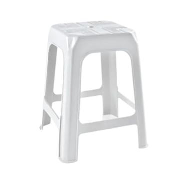 Imagem de Banqueta de Plástico Empilhável Baixa para Cozinha, Jardim e Áreas Gourmet 47cm, Branco - Escritex