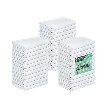 Imagem de TOALLA (pacote com 36 toalhas de banho brancas a granel 50 x 101 cm -100% algodão econômico toalhas de banho baratas para uso comercial, academia, salão, spa e cabelo - toalhas de banho leves de