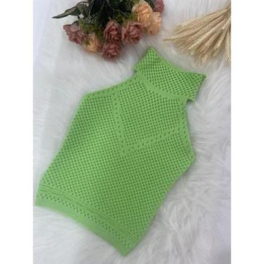 Imagem de Blusinha Cropped Regata Frente Única Feminina Gola Alta Garrafinha Com