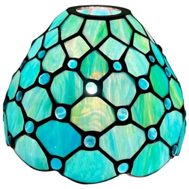 Imagem de Capulina Abajur Tiffany 7 Polegadas De Largura Acessórios Substituição Seagrass Blue Beads Estilo Vitral Abajur Para Pendurar Luz Lustre Arandelas De Parede Lâmpada De Destaque