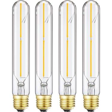 Imagem de LVYE Lâmpadas Led Tubulares E26 4W, 3000K Branco Suave, Lâmpada De Filamento Estilo Edison Regulável, Lâmpada Vintage T10 Equivalente A 40 Watts, Base Média E26 400Lm, Tampa De Vidro Transparente, 7