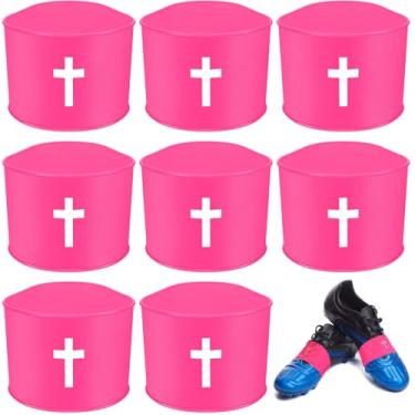 Imagem de PullCrease Conjunto de 4 chuteiras de futebol, capa de renda, para jovens cristãos, faixas de renda cruzada para sapatos de corrida esportivos, futebol amarrado, rúgbi, tênis de hóquei em campo (rosa)