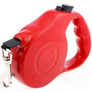 Imagem de Coleira Guia Retrátil Para Cachorros 5 Metros Pet - FENIMA, VERMELHO