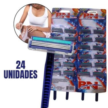 Imagem de Kit 24 Unidades Barbeador com 3 Lâminas Antialérgicas Descartável Prem