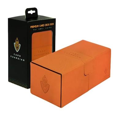Imagem de Card Guardian - Caixa de baralho duplo premium (laranja) para mais de 200 cartas de jogos de cartas colecionáveis TCG perfeita para Magic the gathering (MTG), deck Commander, caixa de baralho Yugioh,