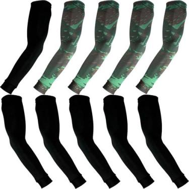 Imagem de Kit 5 pares de manguitos com proteção UV50+ - EX311, 3 pretos, 2 verde