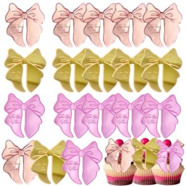 Imagem de mdgfge 18Pcs Happy Mother's Day Cupcake Topper Bow Acrylic Disc Mirror Cake Engraved Love You Mom Cake Toppers Bow Picks Cupcake Decorations for Mother's Day Mom's Birthday Family Party Supplies