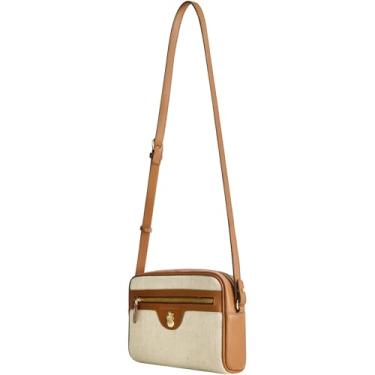 Imagem de Tommy Bahama Bolsa para câmera, mini bolsa feminina com design de linho e alça de ombro ajustável, natural, Natural