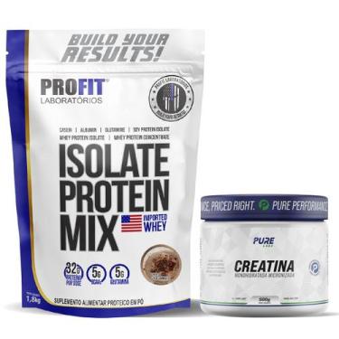 Imagem de Kit Whey Protein Mix 1,8Kg Profit Chocomalte + Creatina Pura 500g Pure