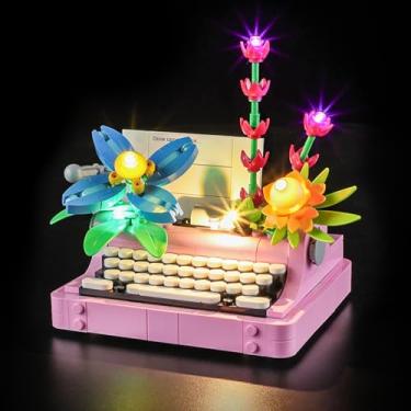 Imagem de YEABRICKS Luz LED para máquina de escrever 3 em 1 31169 Creator com modelo de blocos de construção de flores (conjunto de montagem não incluído)