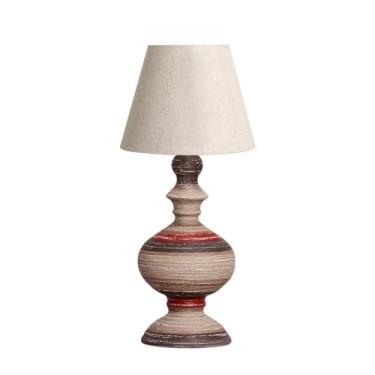Imagem de Abajur Pequeno de Cerâmica Vermelho e Marrom com Cúpula de Tecido Bege