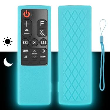 Imagem de Capa de controle remoto de silicone compatível com LG AKB75595331 AKB75595321 AKB75595401 Soundbar Remote Capa protetora à prova de choque com cordão (azul fluorescente)