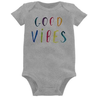 Imagem de Body Bebê Good Vibes Cores - Foca na Moda, Cinza, G