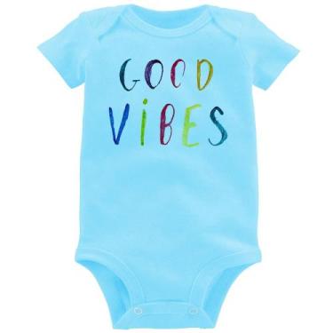 Imagem de Body Bebê Good Vibes Cores - Foca na Moda, Azul bebê, GG