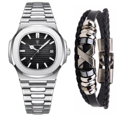 Imagem de Relógio Prata Social Masculino Old Money Aço Inox +Bracelete  - PENDUL