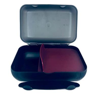 Imagem de Tupperware To Go Lancheira preta vermelha escura com caixa de pão de separação lata sanduíche