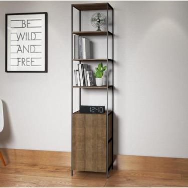 Imagem de Estante Industrial Steel Quadra com 1 Porta - Carvalho/Preto - ARTESAN